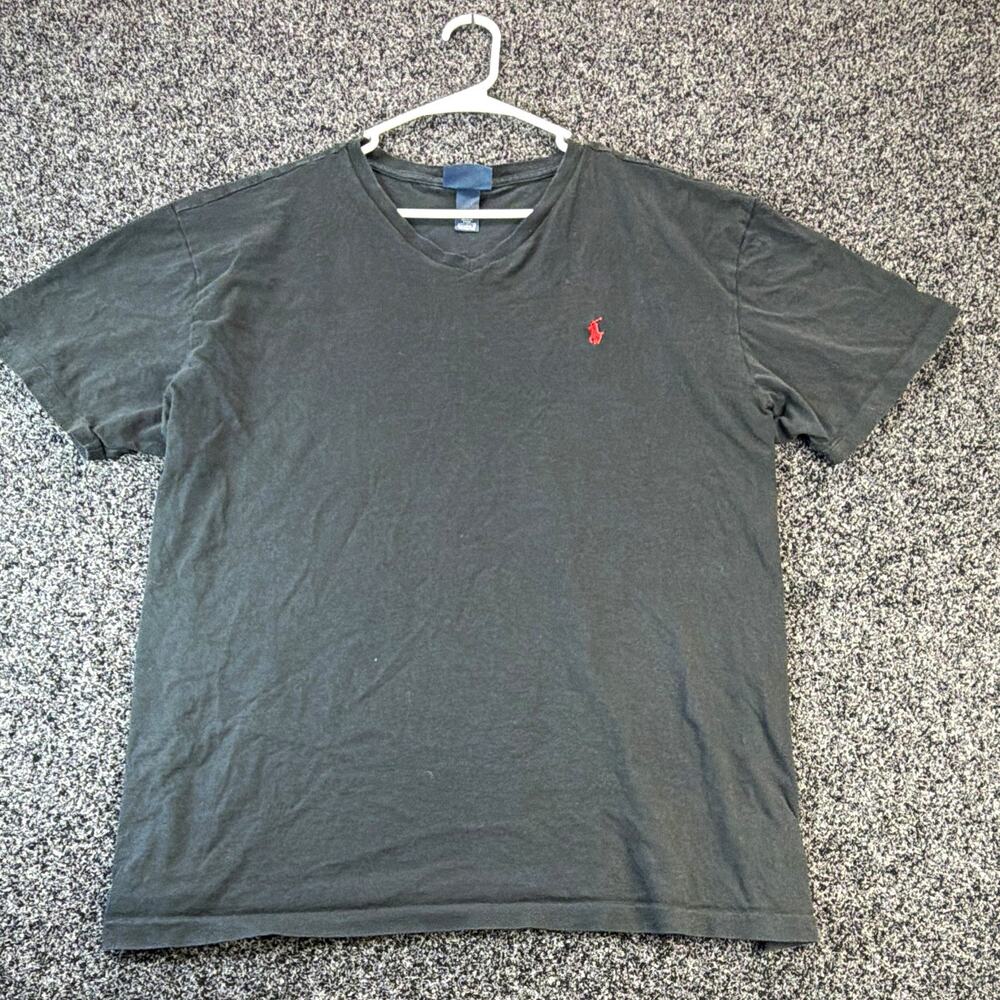 Polo Ralph Lauren Men's Black V-Neck T-Shirt XL Short Sleeve Polo Pony Logo